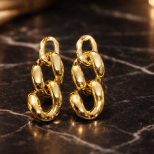 gold chunky chain earrings for women bold statement jewellery India Tavielle