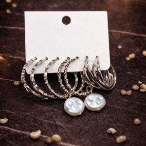silver hoop earrings set for women minimalist combo jewellery India Tavielle pearl drop hoops