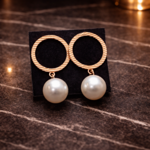 gold pearl drop earrings for women minimalist lightweight jewellery India Tavielle