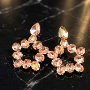 peach crystal drop earrings for women elegant party wear jewellery India Tavielle