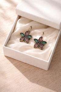 floral stone drop earrings for women elegant gemstone jewellery