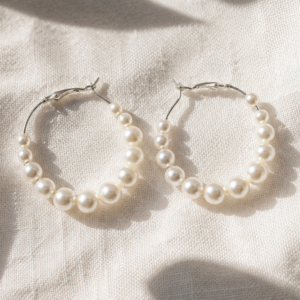 Pearl hoop earrings for women with elegant pearl bead detailing
