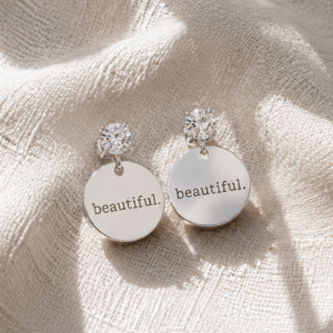Beautiful drop earrings for women with crystal studs and silver-tone circular design