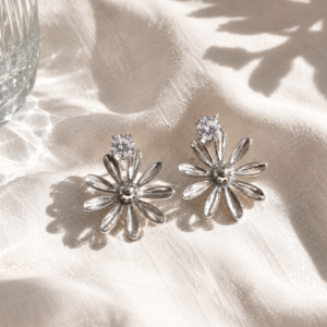 Crystal Daisy Bloom Stud Earrings