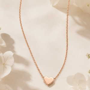 Rose gold heart chain for women with minimalist heart centerpiece and adjustable chain